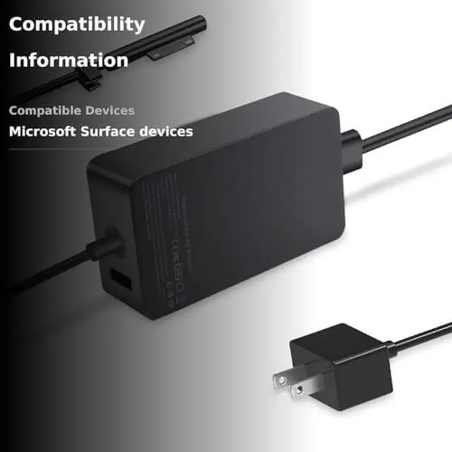 Alt view image 3 of 5 - WENYAA 65W Surface Pro Laptop Charger Compatible with Microsoft Surface Pro 9 8 7 6 5 4 3 X Power Adapter,Surface Laptop 1 2 3,Compatible with Both Microsoft Surface Book Laptop/Tablet