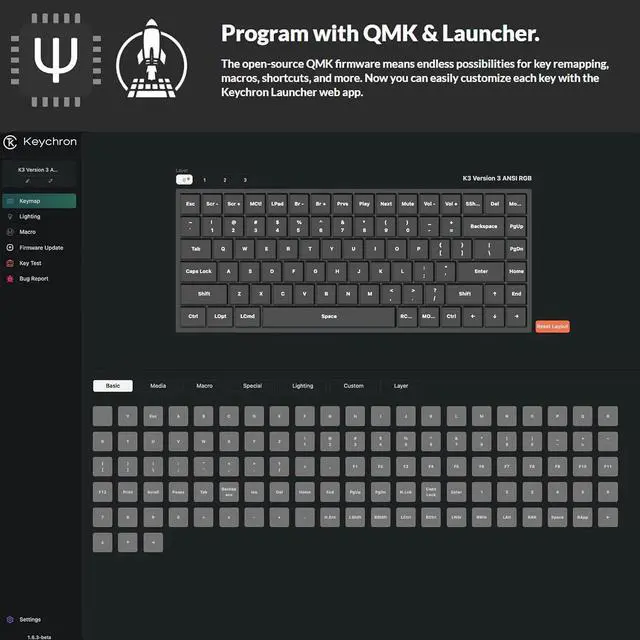 Alt view image 3 of 5 - Keychron K3 QMK Ultra-Slim Wireless Mechanical Keyboard Version 3, 75% Layout Hot Swappable Red Switch, RGB Backlight Rechargeable Wired Bluetooth Professional Office Keyboard for Mac/Windows