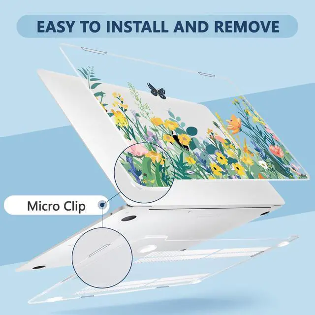 Alt view image 3 of 5 - MecBevia Compatible with MacBook Air 13.3 inch Case 2021-2018 Release A2337 M1 A2179 A1932 Touch ID, Plastic Hard Shell&Keyboard Cover&Screen Protector&Webcam Cover&Type-C Adapter, Butterfly Flowers