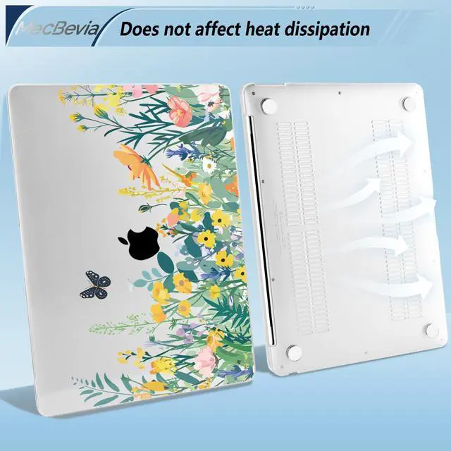 Alt view image 4 of 5 - MecBevia Compatible with MacBook Air 13.3 inch Case 2021-2018 Release A2337 M1 A2179 A1932 Touch ID, Plastic Hard Shell&Keyboard Cover&Screen Protector&Webcam Cover&Type-C Adapter, Butterfly Flowers