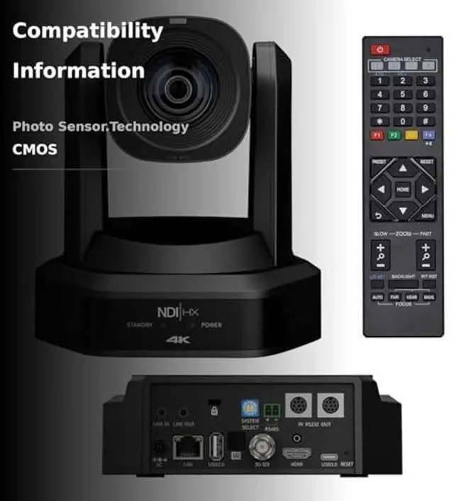 Alt view image 3 of 5 - HCSTVCON 4K NDI PTZ Camera, 20X Optical Zoom AI Auto-Tracking NDI|HX2 Camera with USB3.0 3G-SDI HDMI LAN Outputs, Works with Zoom,OBS,TikTok,YouTube,etc