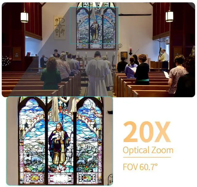 Alt view image 5 of 5 - HCSTVCON 4K NDI PTZ Camera, 20X Optical Zoom AI Auto-Tracking NDI|HX2 Camera with USB3.0 3G-SDI HDMI LAN Outputs, Works with Zoom,OBS,TikTok,YouTube,etc