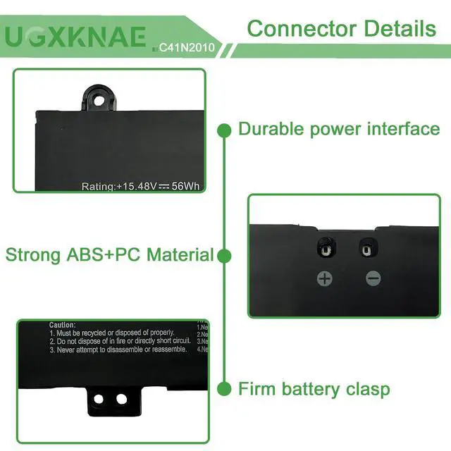 Alt view image 3 of 5 - UGXKNAE C41N2010 Laptop Battery Replacement for ASUS ROG G15 G513IC G513IH G513QC G513QE G17 G713QE G513IC-HN055T G513QC-HF002T G513IH-HN086T G513QE-HN010T G713QE-RB74 G513QE-WH96 Series Notebook