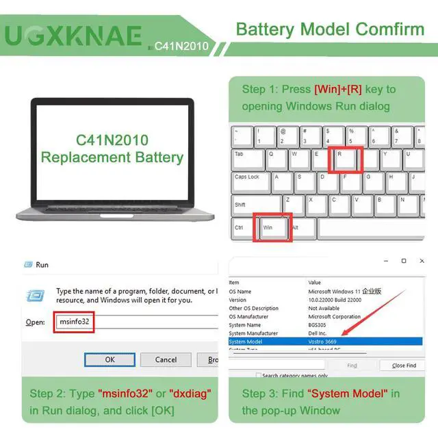 Alt view image 4 of 5 - UGXKNAE C41N2010 Laptop Battery Replacement for ASUS ROG G15 G513IC G513IH G513QC G513QE G17 G713QE G513IC-HN055T G513QC-HF002T G513IH-HN086T G513QE-HN010T G713QE-RB74 G513QE-WH96 Series Notebook