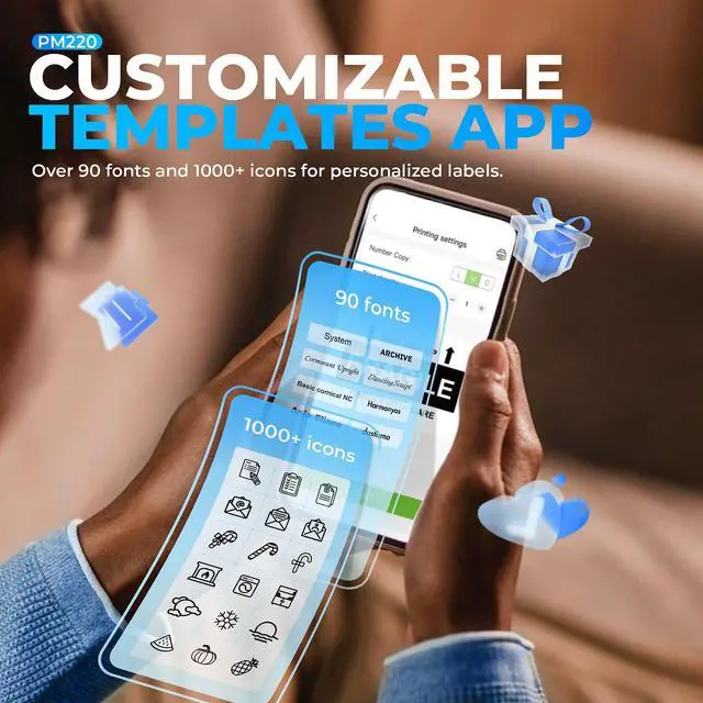 Alt view image 4 of 5 - Nelko PM220 Bluetooth Label Maker Machine with Tape, 2 Inch Portable Thermal Printer for Small Business, Address, Logo, Clothing, Sticker Printer for Phones & PC, Pink