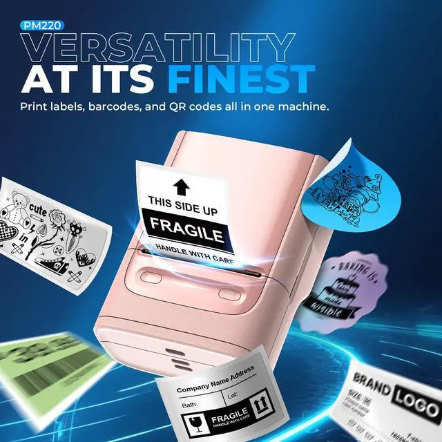 Alt view image 5 of 5 - Nelko PM220 Bluetooth Label Maker Machine with Tape, 2 Inch Portable Thermal Printer for Small Business, Address, Logo, Clothing, Sticker Printer for Phones & PC, Pink