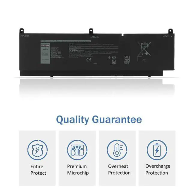 Alt view image 2 of 5 - ETESBAY PKWVM Laptop Battery Replacement for Dell Precision 7550 7560 7750 7760 Mobile Workstation P44E P93F P44E001 P44E002 P93F001 P93F002 C903V CR72X 0CR72X 0447VR 068N03 453-BBCQ 11.4V 95WH