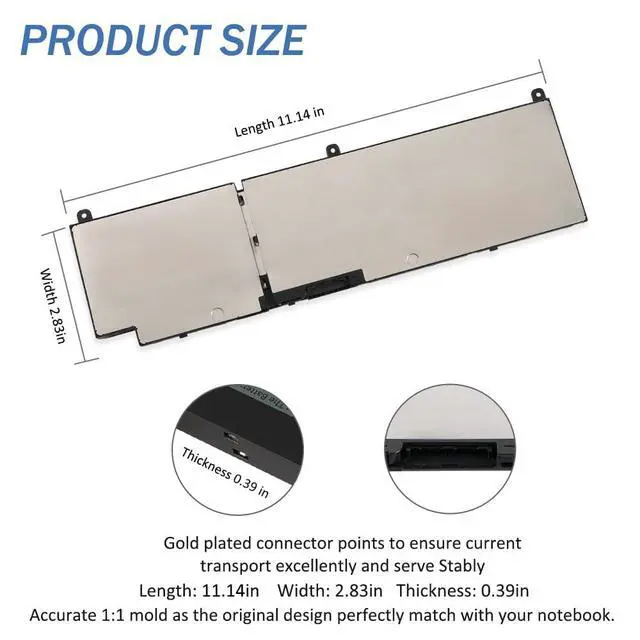 Alt view image 4 of 5 - ETESBAY PKWVM Laptop Battery Replacement for Dell Precision 7550 7560 7750 7760 Mobile Workstation P44E P93F P44E001 P44E002 P93F001 P93F002 C903V CR72X 0CR72X 0447VR 068N03 453-BBCQ 11.4V 95WH