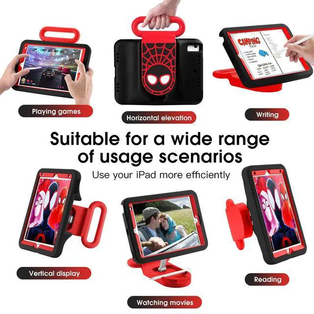 Alt view image 2 of 5 - Kids Case Compatible with iPad 7th/8th/9th Gen,10.2 inch 2021/2020/2019 Case with Adjustable Portrait Landscape Stand Handle Child Friendly Protective Cover for iPad 10.2 inch (heise)