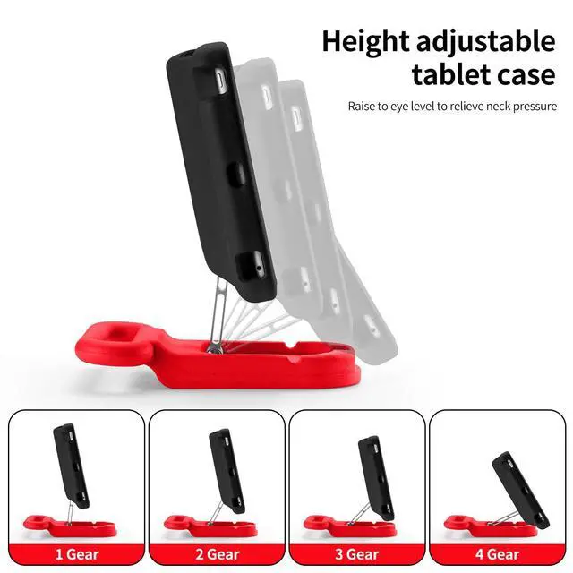 Alt view image 4 of 5 - Kids Case Compatible with iPad 7th/8th/9th Gen,10.2 inch 2021/2020/2019 Case with Adjustable Portrait Landscape Stand Handle Child Friendly Protective Cover for iPad 10.2 inch (heise)