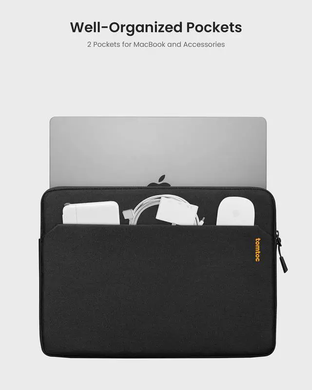 Alt view image 3 of 5 - tomtoc Slim Laptop Sleeve Case for 13-inch New MacBook Air M4/A3420 M3/A3113 M2/A2681, M1/A2337 2025-2018, MacBook Pro M2/M1, Water-Resistant Protective Carrying Case with Accessories Pocket