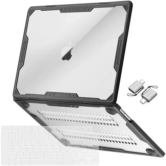 Main image of MOSISO Compatible with MacBook Air 15 inch Case 2025 2024 2023 Release M4 A3241 M3 A3114 M2 A2941, Symmetric Geometric Heavy Duty Plastic Hard Shell with TPU Bumper&Keyboard Cover&Type C, Transparent