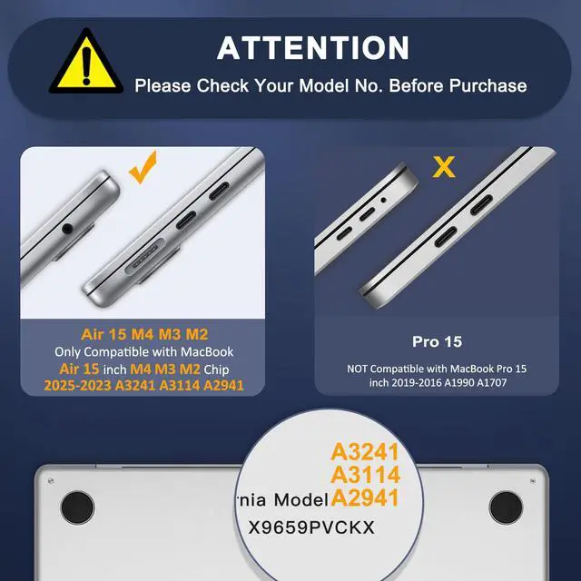 Alt view image 2 of 5 - MOSISO Compatible with MacBook Air 15 inch Case 2025 2024 2023 Release M4 A3241 M3 A3114 M2 A2941, Symmetric Geometric Heavy Duty Plastic Hard Shell with TPU Bumper&Keyboard Cover&Type C, Transparent