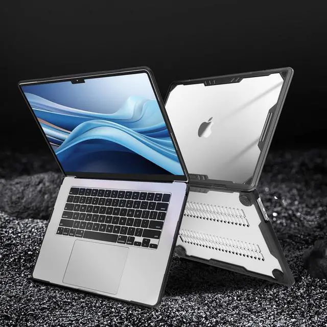 Alt view image 3 of 5 - MOSISO Compatible with MacBook Air 15 inch Case 2025 2024 2023 Release M4 A3241 M3 A3114 M2 A2941, Symmetric Geometric Heavy Duty Plastic Hard Shell with TPU Bumper&Keyboard Cover&Type C, Transparent