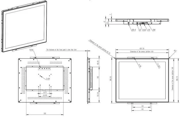 Alt view image 4 of 5 - RIUIIN 19 Inch Open Frame Capacitive Touchscreen Monitor, 1280x1024 Resolution 5:4 Aspect Ratio Waterproof,VESA+Panel Mount, for Kiosk, Automation, POSVendingHMI and Digital Signage 7x24h Work