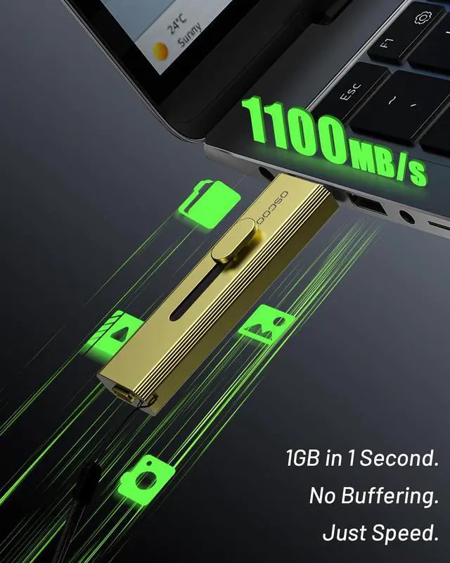 Alt view image 2 of 5 - OSCOO 2TB External SSD, Up to 1000MB/s,Portable SSD Hard Drive, USB 3.2 Gen 2 Dual USB-C & USB-A Ports,Push-Pull Design,USB Drive for iPhone 15/16/17, Android, Mac, Laptop, Game Consoles