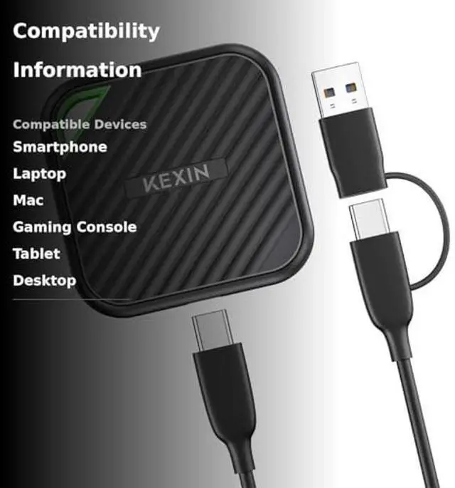 Alt view image 3 of 5 - KEXIN 2TB Portable SSD USB C External SSD Up to 2000MB/s External Solid State Drive USB 3.2 Gen 2x2 Type-C Portable Solid State Drive for PC Mac Game Console