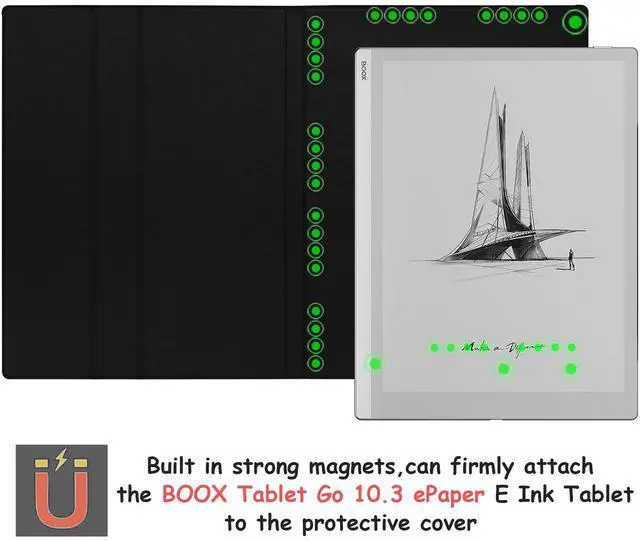 Alt view image 2 of 5 - GOVTVA Magnetic Stand Case for Onyx Boox Tablet Go 10.3 (2024 Released) Ultra-Thin Lightweight Leather Cover with Magnetic Pen Buckle, Auto Sleep/Wake, Magnetic Closure (Cloth Black)