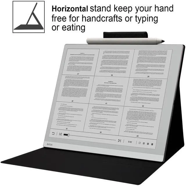 Alt view image 4 of 5 - GOVTVA Magnetic Stand Case for Onyx Boox Tablet Go 10.3 (2024 Released) Ultra-Thin Lightweight Leather Cover with Magnetic Pen Buckle, Auto Sleep/Wake, Magnetic Closure (Cloth Black)