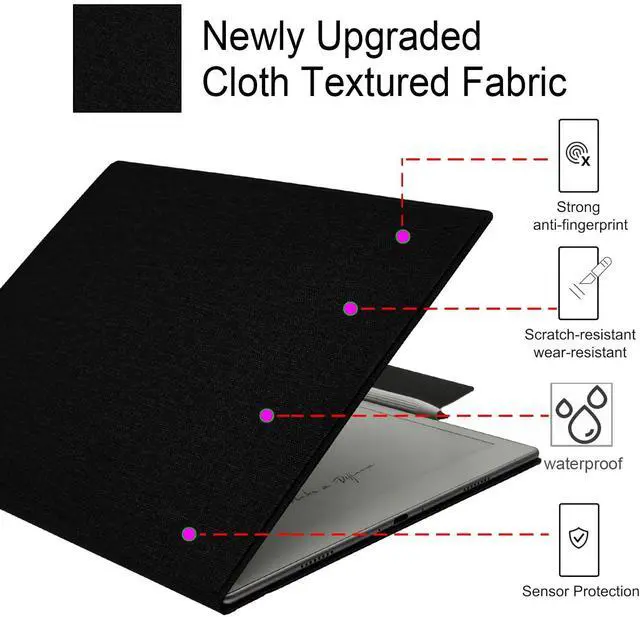 Alt view image 3 of 5 - GOVTVA Magnetic Stand Case for Onyx Boox Tablet Go 10.3 (2024 Released) Ultra-Thin Lightweight Leather Cover with Magnetic Pen Buckle, Auto Sleep/Wake, Magnetic Closure (Cloth Black)