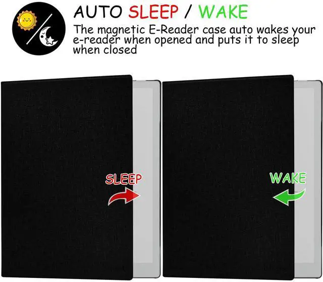 Alt view image 5 of 5 - GOVTVA Magnetic Stand Case for Onyx Boox Tablet Go 10.3 (2024 Released) Ultra-Thin Lightweight Leather Cover with Magnetic Pen Buckle, Auto Sleep/Wake, Magnetic Closure (Cloth Black)