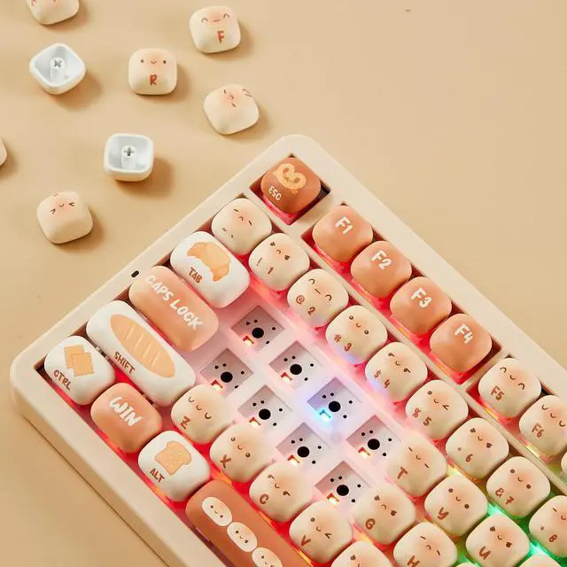Alt view image 4 of 5 - Akko TAC87 Bun Wonderland Gaming Keyboard Hot-Swappable Tri-Mode Mechanical Keyboard with PBT MOG Profile Keycaps, Cilantro Switch