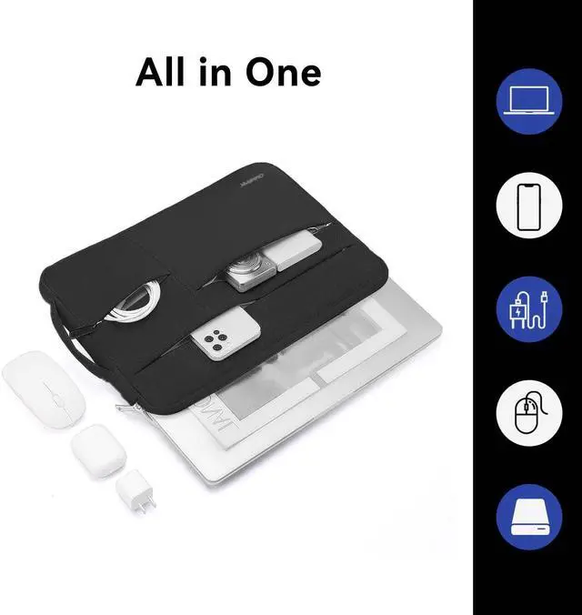 Alt view image 3 of 5 - Omnpak for 15.3 inch MacBook Air Case Sleeve Compatible with 16 inch MacBook Pro M4/M3/M2/M1 Pro/Max,Multi Pockets with Side Handle Protective Carrying Case for 15 inch MacBook Air M4/M3/M2