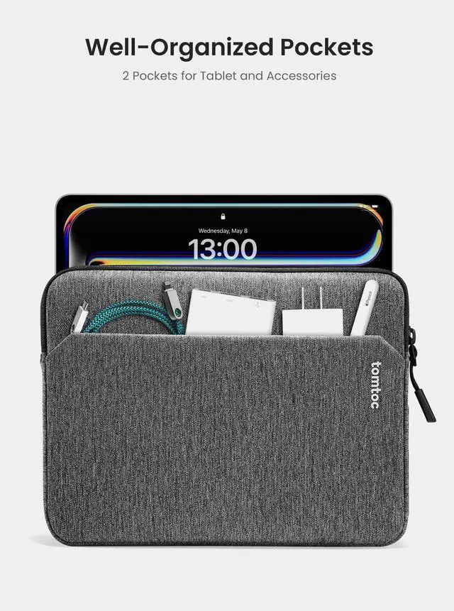 Alt view image 2 of 5 - tomtoc 13 Inch iPad Case Tablet Sleeve for 2025 13 Inch iPad Pro M5/M4, iPad Air M3&M2, 12.9-in iPad Pro M2&M1 with Magic Keyboard and Smart Keyboard Folio, Additional Accessories Pocket