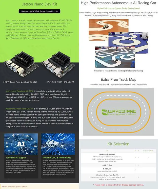 Alt view image 3 of 5 - Waveshare JetRacer Pro AI Kit, High Speed AI Racing Robot Powered by Jetson Nano, Include Waveshare Jetson Nano Dev Kit 4GB (NOT Support Nano 2GB)