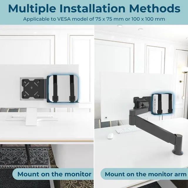 Alt view image 3 of 5 - Mini PC Mount Compatible with Beelink, for SER5, SER5 MAX/Pro, SER3, S12 Pro, SER6 Pro, SER8, SER6, SER9/Pro, GTi14/GTi13/GTi12, Vesa Mount/Connect VESA Arm, Mounts on The Back of a Monitor with Screw