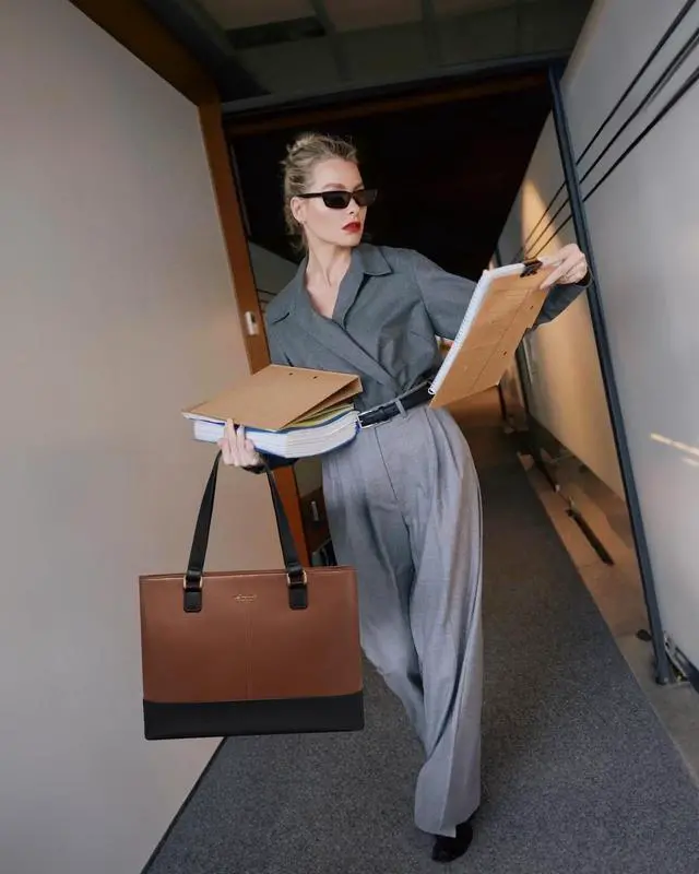 Alt view image 2 of 5 - LOVEVOOK Laptop Tote Bag for Women 15.6 Inch Work Bag Leather Laptop Purse with Clutch, Large Computer Briefcase Bag for Office Business Teacher Casual