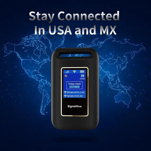 Alt view image 4 of 5 - SIGNALHIVE 4G LTE Mobile Hotspot(1GB of Monthly Data),Security,No SIM Card, 8hrs Battery Life,Up to 10 Devices,Portable WiFi Hotspot for Travel