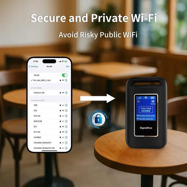 Alt view image 5 of 5 - SIGNALHIVE 4G LTE Mobile Hotspot(1GB of Monthly Data),Security,No SIM Card, 8hrs Battery Life,Up to 10 Devices,Portable WiFi Hotspot for Travel
