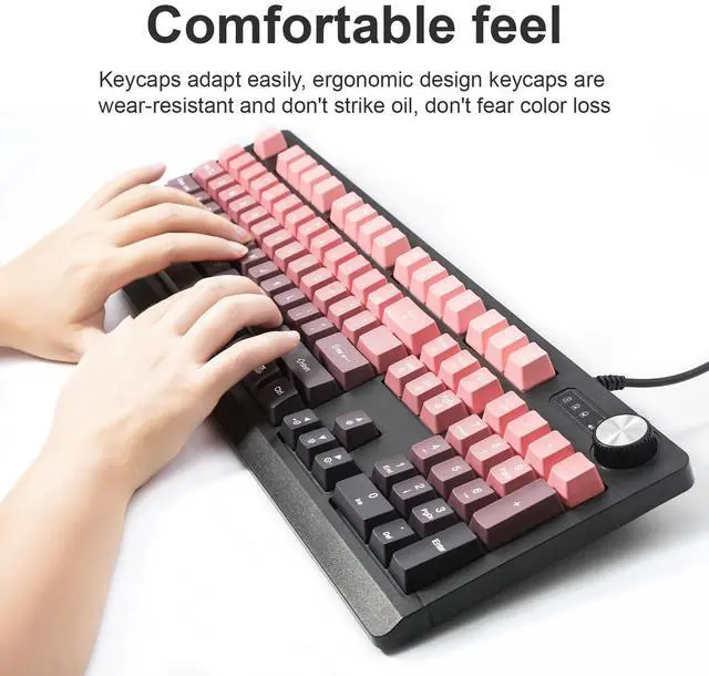 Alt view image 2 of 5 - Wired RGB Gaming Membrance Keyboard. 100 Percent Mini Creamy LED Computer Keyboard .Small Ergonomic Clicky Teclado with ABS Backlit Unreplaceable Keycaps. for PC Laptop MAC Gamer. (Pink)