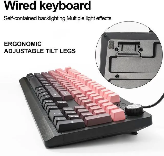 Alt view image 3 of 5 - Wired RGB Gaming Membrance Keyboard. 100 Percent Mini Creamy LED Computer Keyboard .Small Ergonomic Clicky Teclado with ABS Backlit Unreplaceable Keycaps. for PC Laptop MAC Gamer. (Pink)