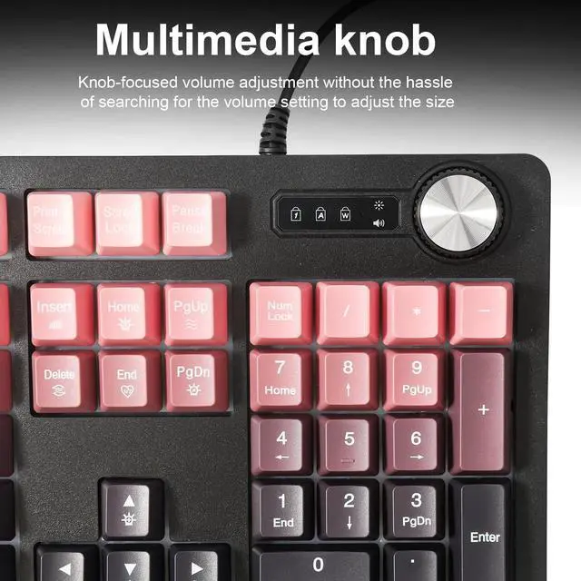 Alt view image 5 of 5 - Wired RGB Gaming Membrance Keyboard. 100 Percent Mini Creamy LED Computer Keyboard .Small Ergonomic Clicky Teclado with ABS Backlit Unreplaceable Keycaps. for PC Laptop MAC Gamer. (Pink)