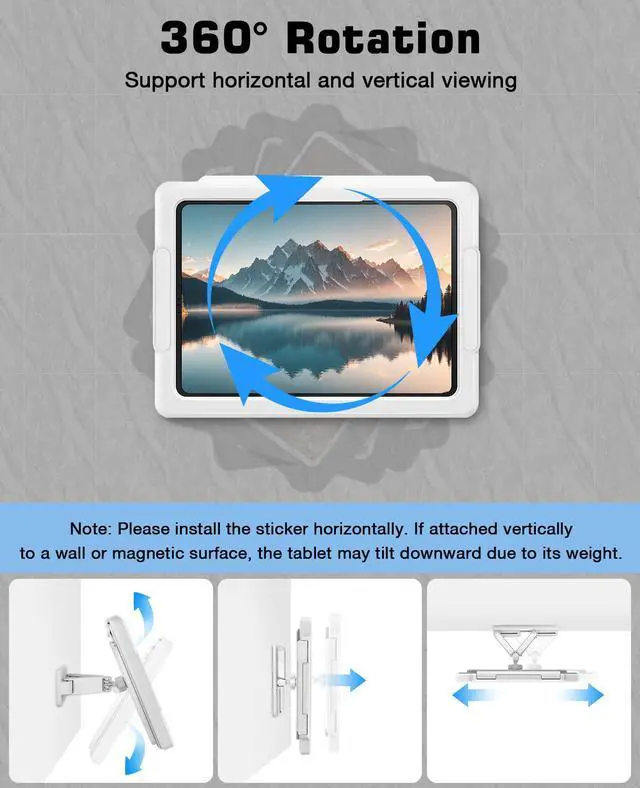 Alt view image 3 of 5 - MoKo iPad Shower Holder Waterproof, 360° Rotatable Shower Tablet Holder for 11" iPad, Magnetic Tablet Mount for Fridge, Telescopic Arm, Anti-Fog Touch Screen, 3 Placement Modes, for Bathroom Kitchen