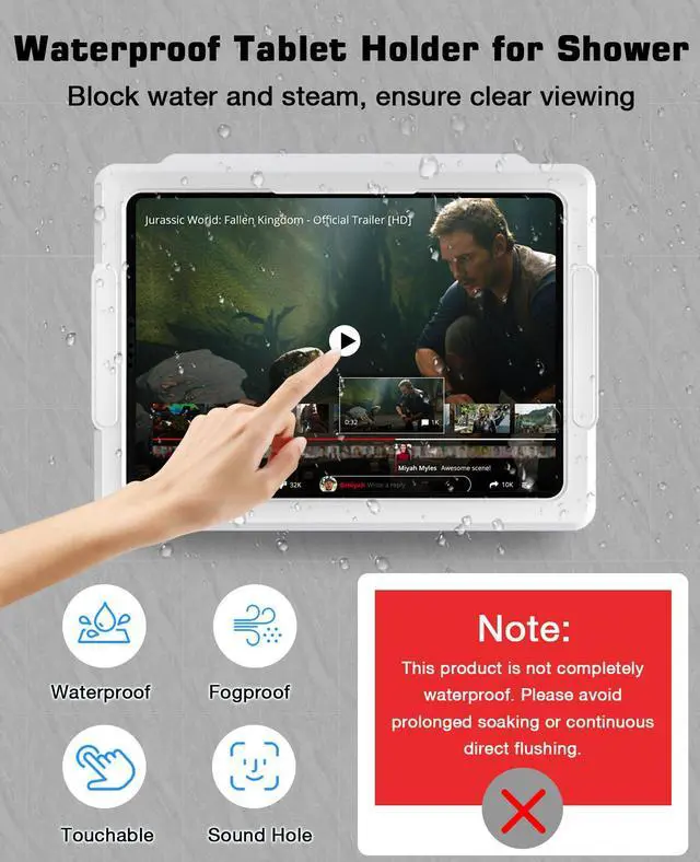 Alt view image 5 of 5 - MoKo iPad Shower Holder Waterproof, 360° Rotatable Shower Tablet Holder for 11" iPad, Magnetic Tablet Mount for Fridge, Telescopic Arm, Anti-Fog Touch Screen, 3 Placement Modes, for Bathroom Kitchen