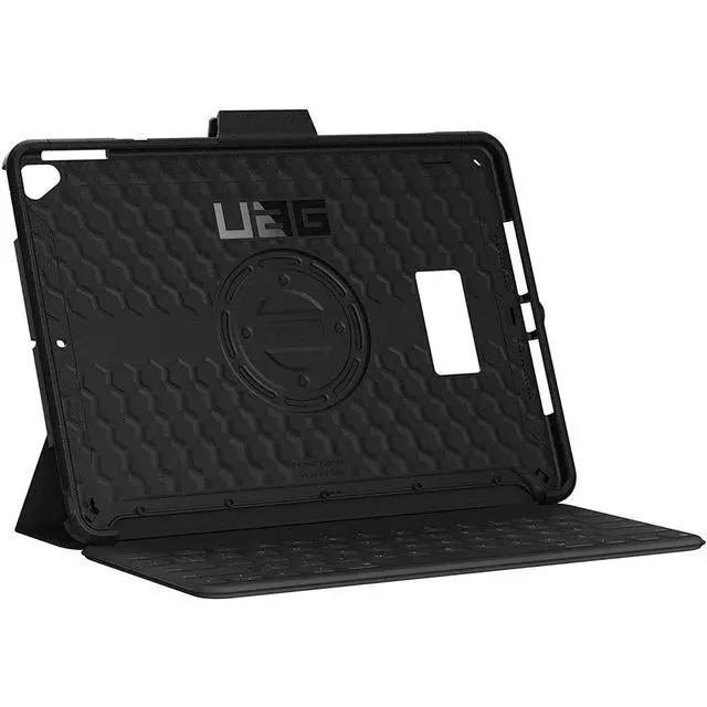 Alt view image 2 of 5 - URBAN ARMOR GEAR UAG Designed for iPad 10.2 Case Black 9th Generation 2021 & 8th Gen 2020 w/Hand Strap Thin Slim Durable Protective Cover w/Pencil Holder & Asset Tag Window, Scout Series