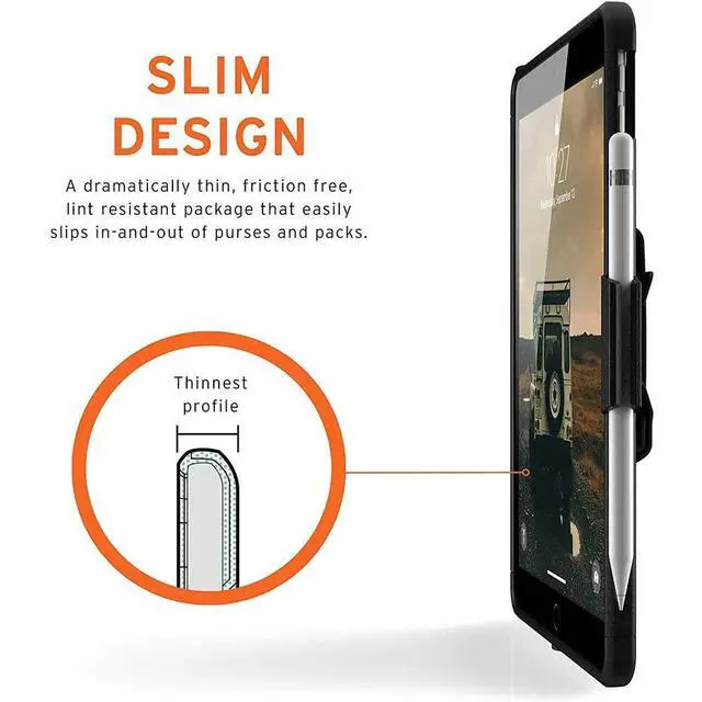 Alt view image 4 of 5 - URBAN ARMOR GEAR UAG Designed for iPad 10.2 Case Black 9th Generation 2021 & 8th Gen 2020 w/Hand Strap Thin Slim Durable Protective Cover w/Pencil Holder & Asset Tag Window, Scout Series