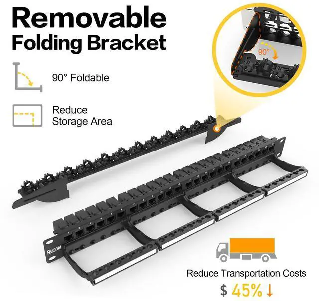 Alt view image 3 of 5 - PBAEGAV Patch Panel 24 Port with Cat6A UTP Keystone JackEC Listed Front Cable Rack Smart Cable Management for 19 inch Rack Mount (CAT6A Keystone Jack Unshielded)