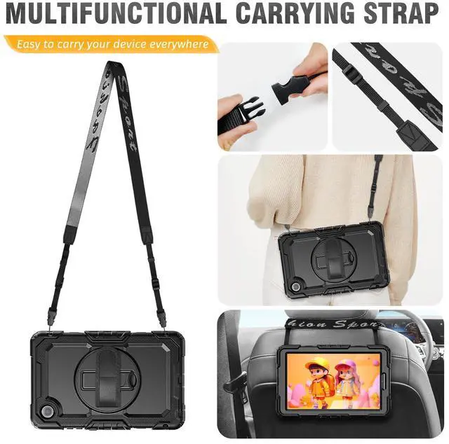 Alt view image 5 of 5 - HXCASEAC Case for Lenovo Tab One/Tab K9 2025 (TB-305FU) 8.7 inch, with Screen Protector/Rotating Hand Strap/Sturdy Stand, Protective Cover for Lenovo one Tablet - Black