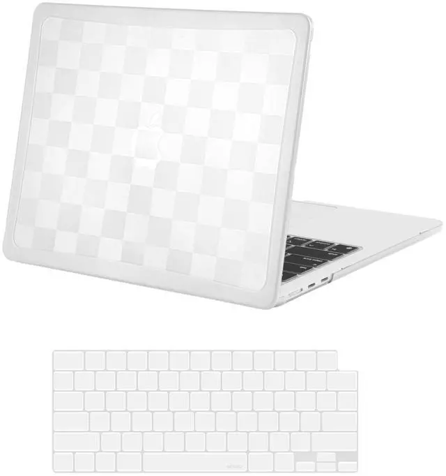 Main image of MOSISO Compatible with MacBook Air 13 inch Case 2025 2024 2023 2022 M4 A3240 M3 A3113 M2 A2681, Heavy Duty Chessboard TPU Bumper Hard Shell&Keyboard Cover for MacBook Air 13.6 inch Case, Translucent