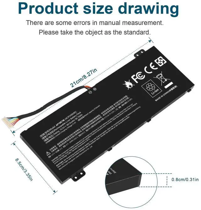 Alt view image 2 of 5 - AP18E7M Battery for Acer Nitro 5 AN515-44 AN515-54 AN517-51 Nitro 7 AN715-51, Aspire 7 A715-74G, Predator Helios 300 PH315-52 PH317-53, Triton 300 PT315-51, AP18E8M 4ICP4/69/90 4ICP4/70/88 KT00407009