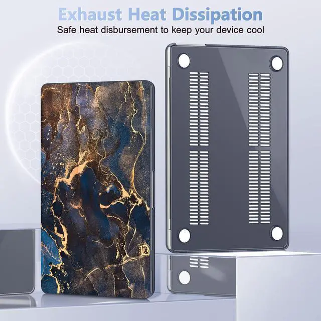 Alt view image 4 of 5 - May Chen [2025 New Pattern] for MacBook Air 13.6 inch Case M2 M3 M4 Chip Model: A2681 A3113 A3240, 2022-2025 Release, Hard Shell Cover with Screen Protector & Keyboard Skin - Golden Marble Texture