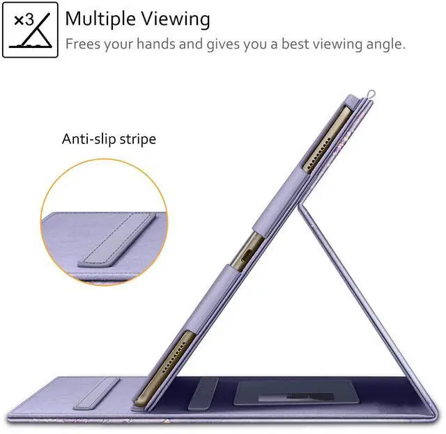 Alt view image 4 of 5 - Fintie Multi-Angle Case, 2017/2015 iPad Pro 12.9 inch (Old Model) 1st & 2nd Gen Case - [Corner Protection] Folio Stand Cover with Pencil Holder & Pocket, Auto Wake/Sleep, Lilac Marble
