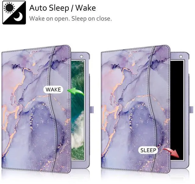 Alt view image 3 of 5 - Fintie Multi-Angle Case, 2017/2015 iPad Pro 12.9 inch (Old Model) 1st & 2nd Gen Case - [Corner Protection] Folio Stand Cover with Pencil Holder & Pocket, Auto Wake/Sleep, Lilac Marble