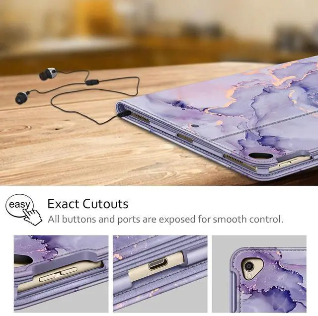 Alt view image 5 of 5 - Fintie Multi-Angle Case, 2017/2015 iPad Pro 12.9 inch (Old Model) 1st & 2nd Gen Case - [Corner Protection] Folio Stand Cover with Pencil Holder & Pocket, Auto Wake/Sleep, Lilac Marble