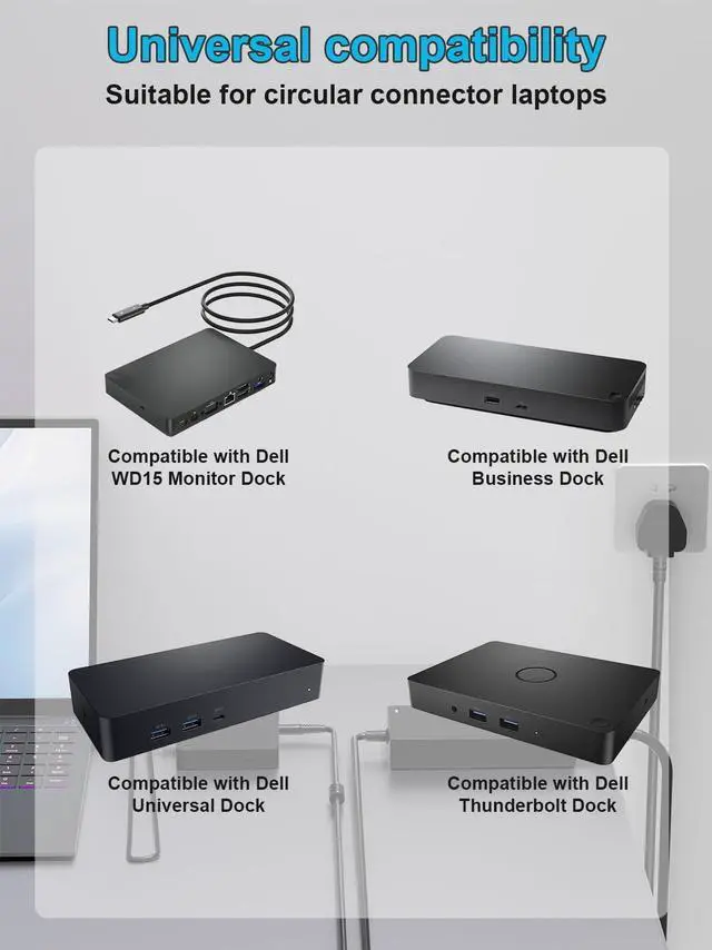 Alt view image 4 of 5 - HSXIRQA 180W 130W Power Supply Cord Compatible with Dell Dock WD15 WD19 WD19S UD22 WD25 SD25 D6000 D6000S K20A K17 K22A Thunderbolt TB16 TB15 K16A WD22TB4 SD25TB4 WD19TB WD19TBS Docking Station