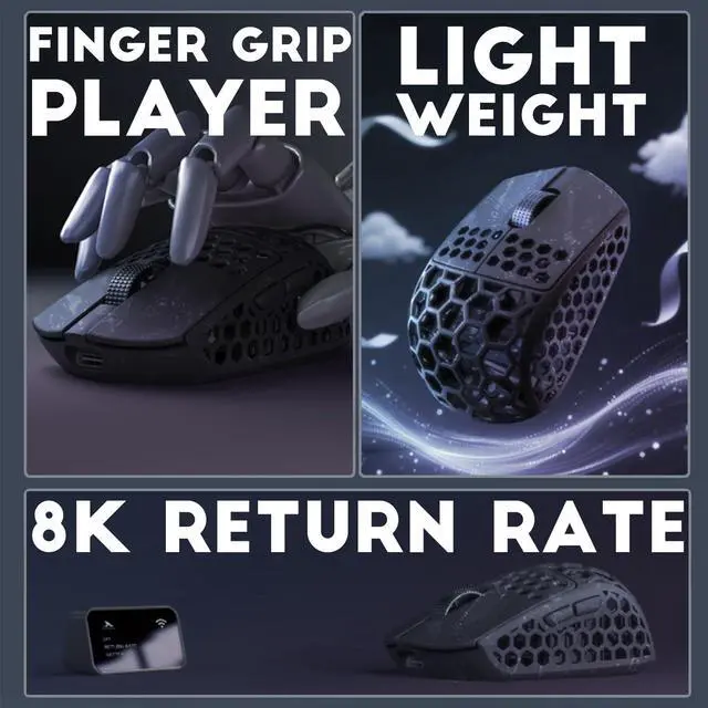 Alt view image 3 of 5 - Darmoshark M5Air Mini Wireless Gaming Mouse,Tri-Mode 8K/Bluetooth Mouse Up to 30000DPI,PAW3950 Optical Sensor Lightweight 31g,5 programmable Button,Computer Mouse for Laptop,PC,Mac